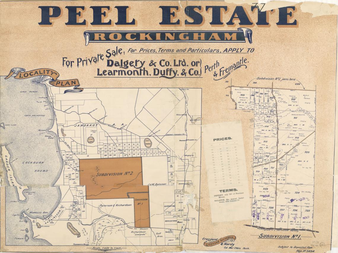 Map of Peel Estate Rockingham 1915