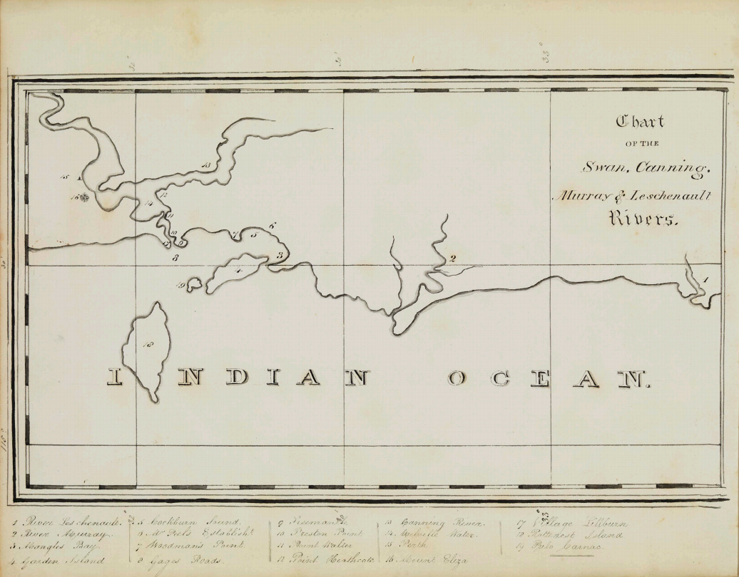 Chart of the Swan Canning Murray  Leschenault Rivers from Mary Ann Friends journal 1830 