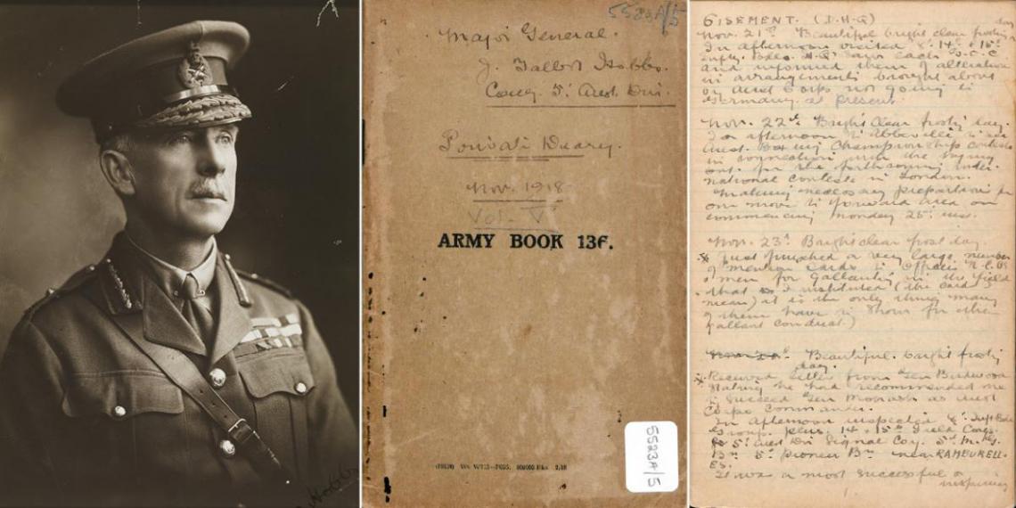 Lieutenant General Sir J Talbot Hobbs and one of his diaries 