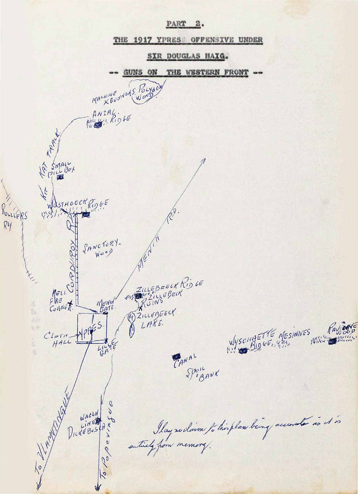 Sketch map Guns on the western front