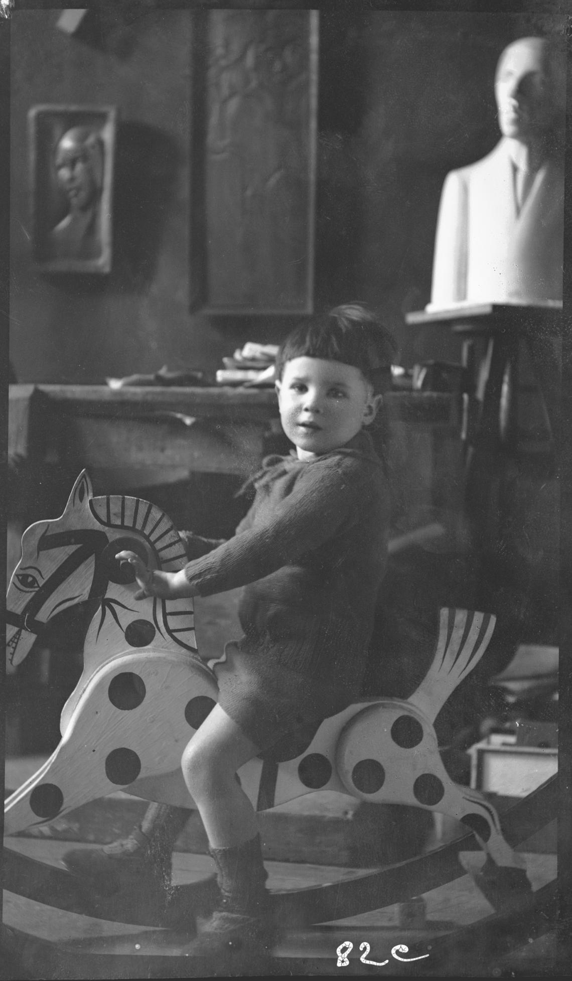 Nephew Alex Justman on Rocking Horse probably in Chana Orloffs studio