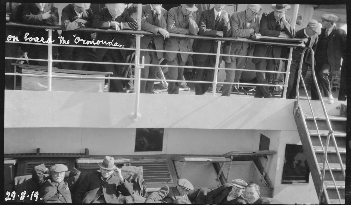 Passengers on board the SS Ormonde 29 August 1919