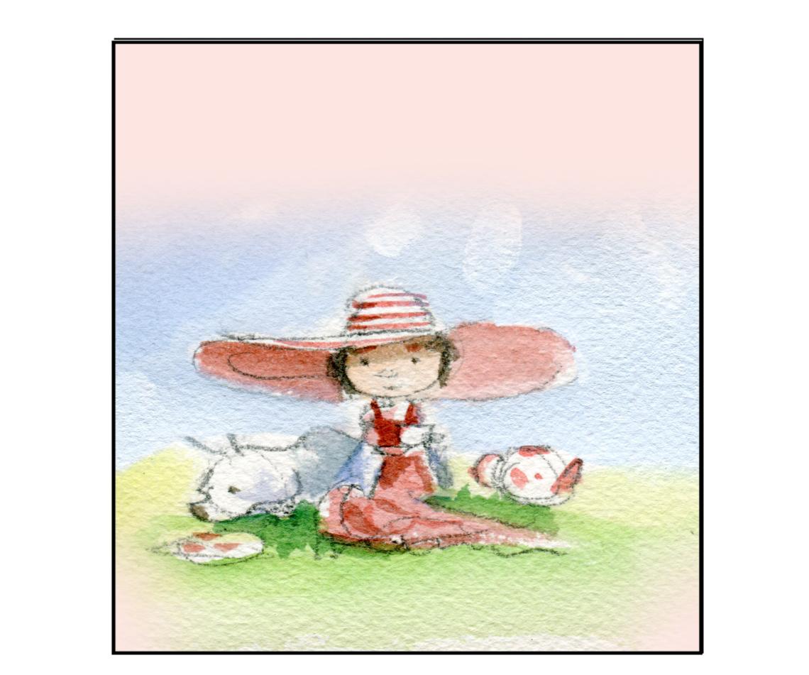 Colour study with digital pink wash preliminary and development artwork for A Perfectly Posh Pink Afternoon Tea