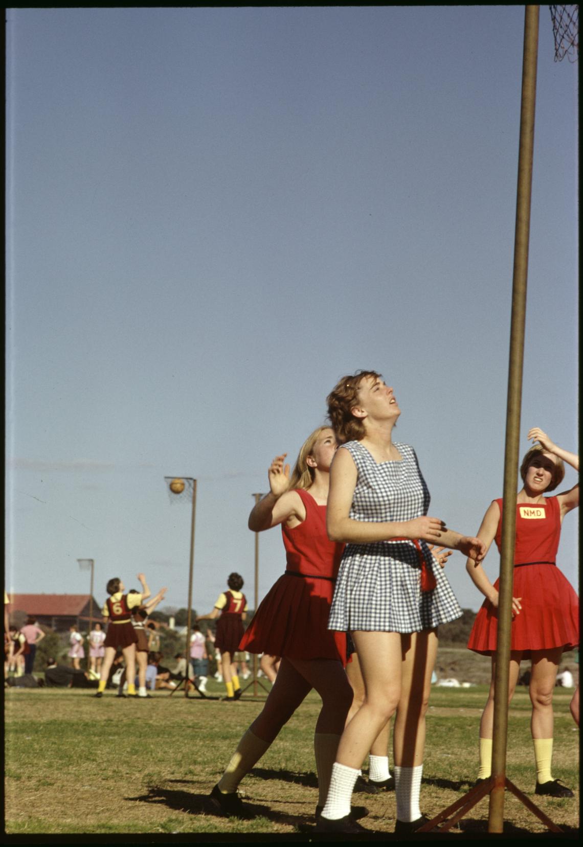 Search Catalogue   Girls playing netball at Matthews Netball Centre Jolimont 6 August 1966