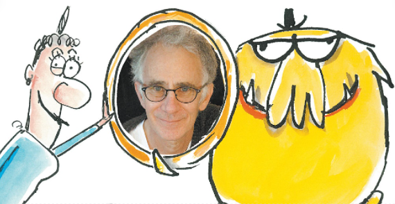 Leigh Hobbs author and illustrator with one of his characters Mr Chicken