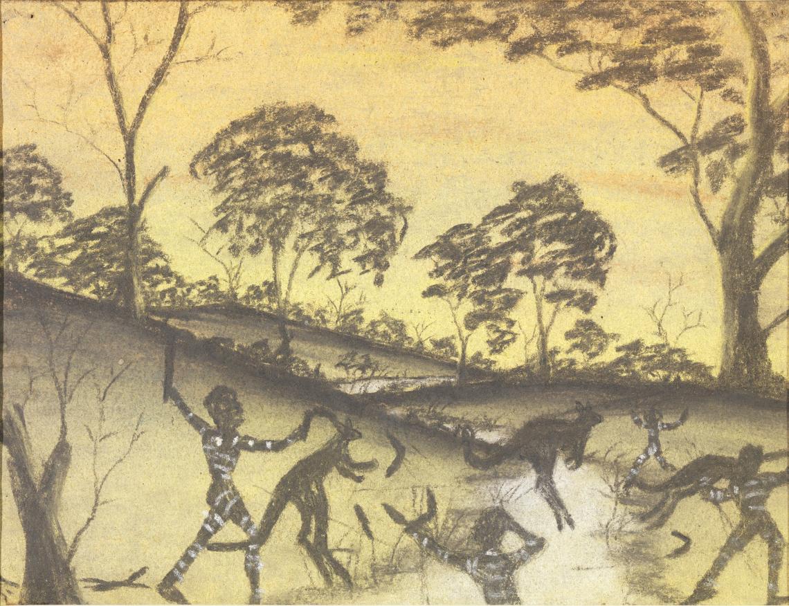Crayon drawing Carrolup Aboriginal Settlement childrens art collection