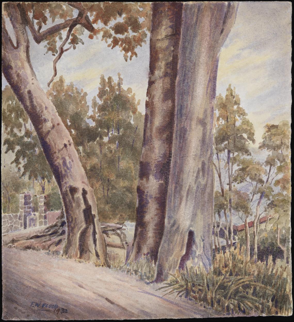 Trees 1932 Watercolour by Fred Flood