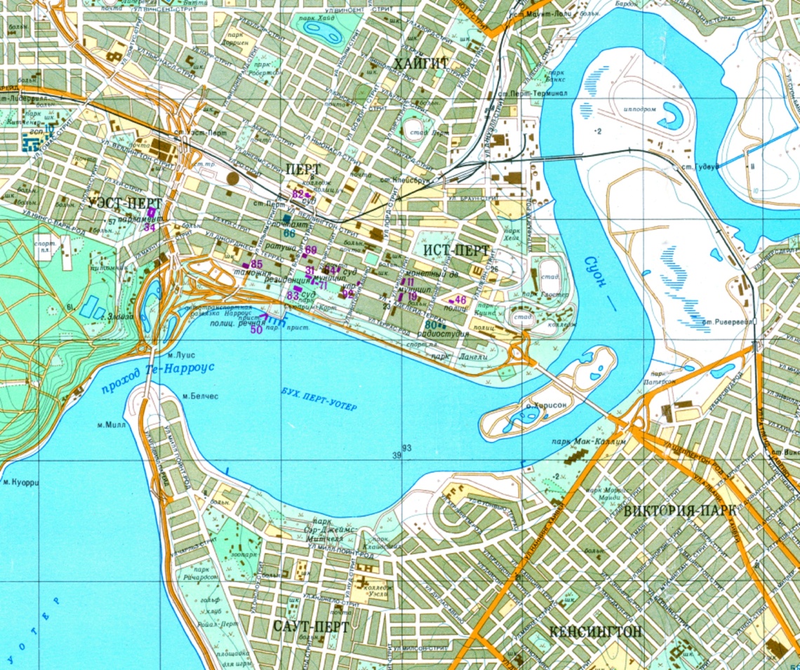 Soviet military city plans of Perth - north 1985