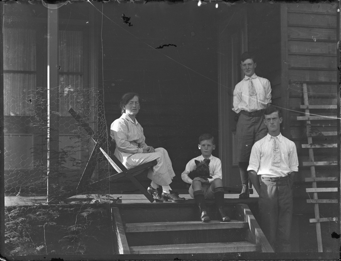 Perry family outside Kalamunda home L-R Mary Mick John and Dick Perry ca 1918