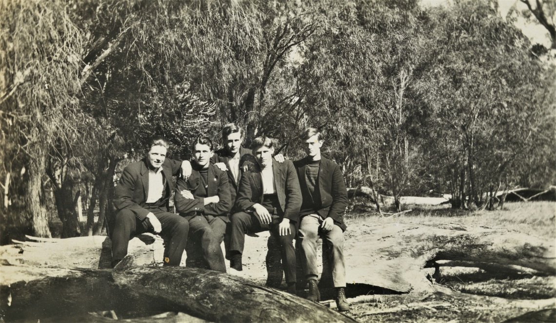 George Clover with four other men possibly all Forests Department apprentices from the Ludlow school Western Australia ca 1923