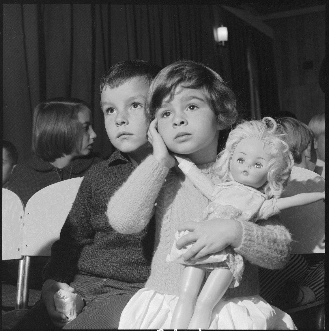 Children engrossed in a film show 1968