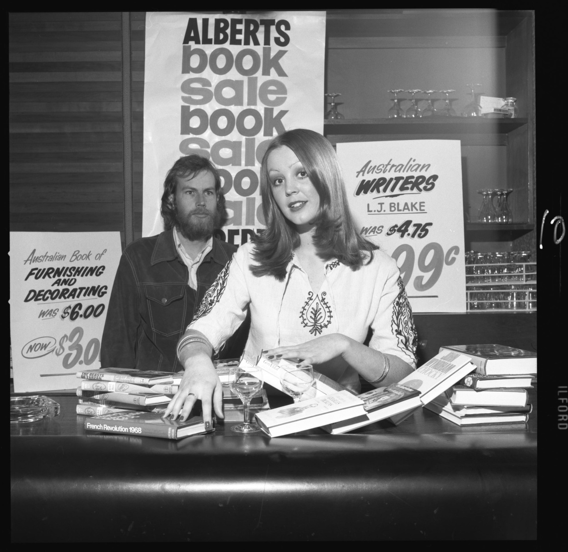 Staff at counter of Alberts Bookshop in Murray Street Perth 1972