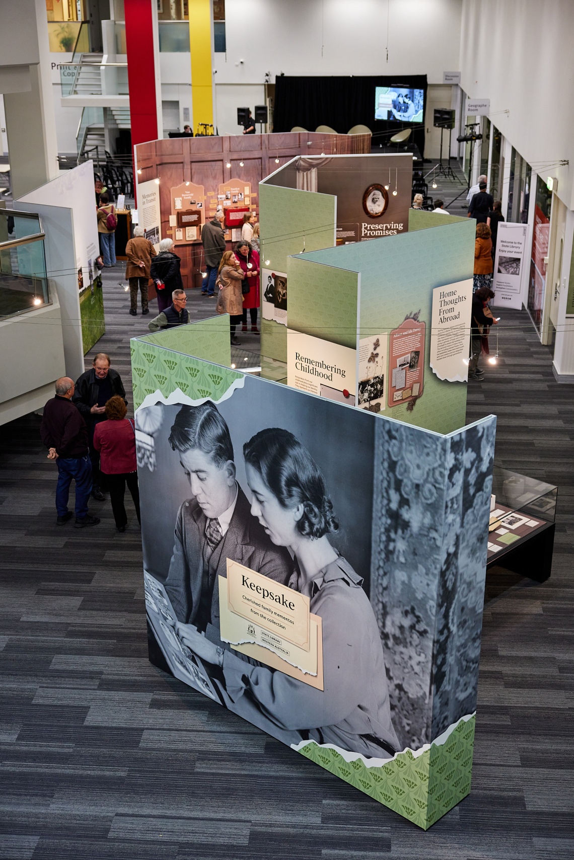 Above view of Keepsake exhibition entrance