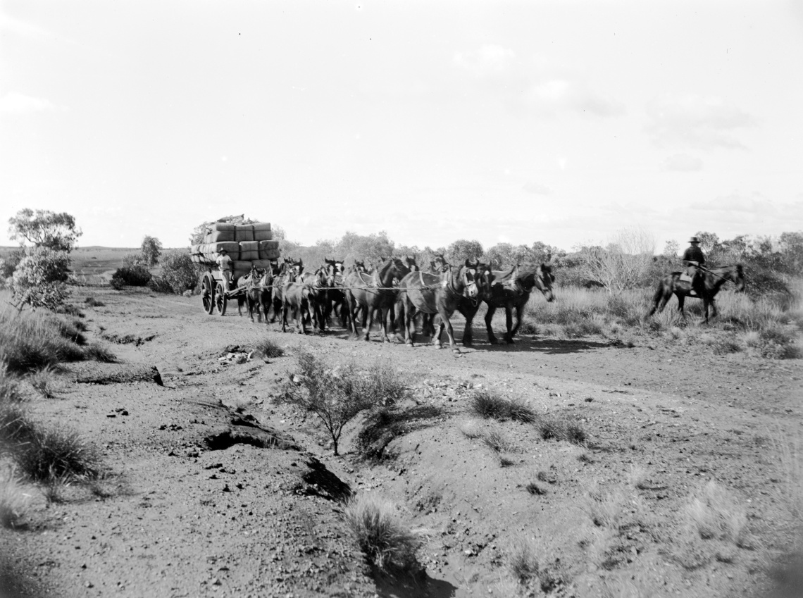 Carting wool from Mallina Station to Balla Balla north of Cossack ca 1918