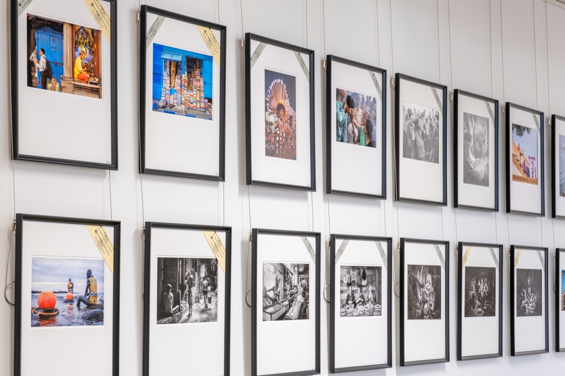 Wall of photographs at the 2024 Ilford Orloff Awards exhibition