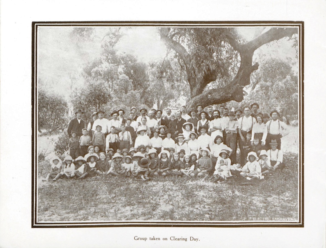Anzac Cottage memorial booklet group picture taken on clearing day