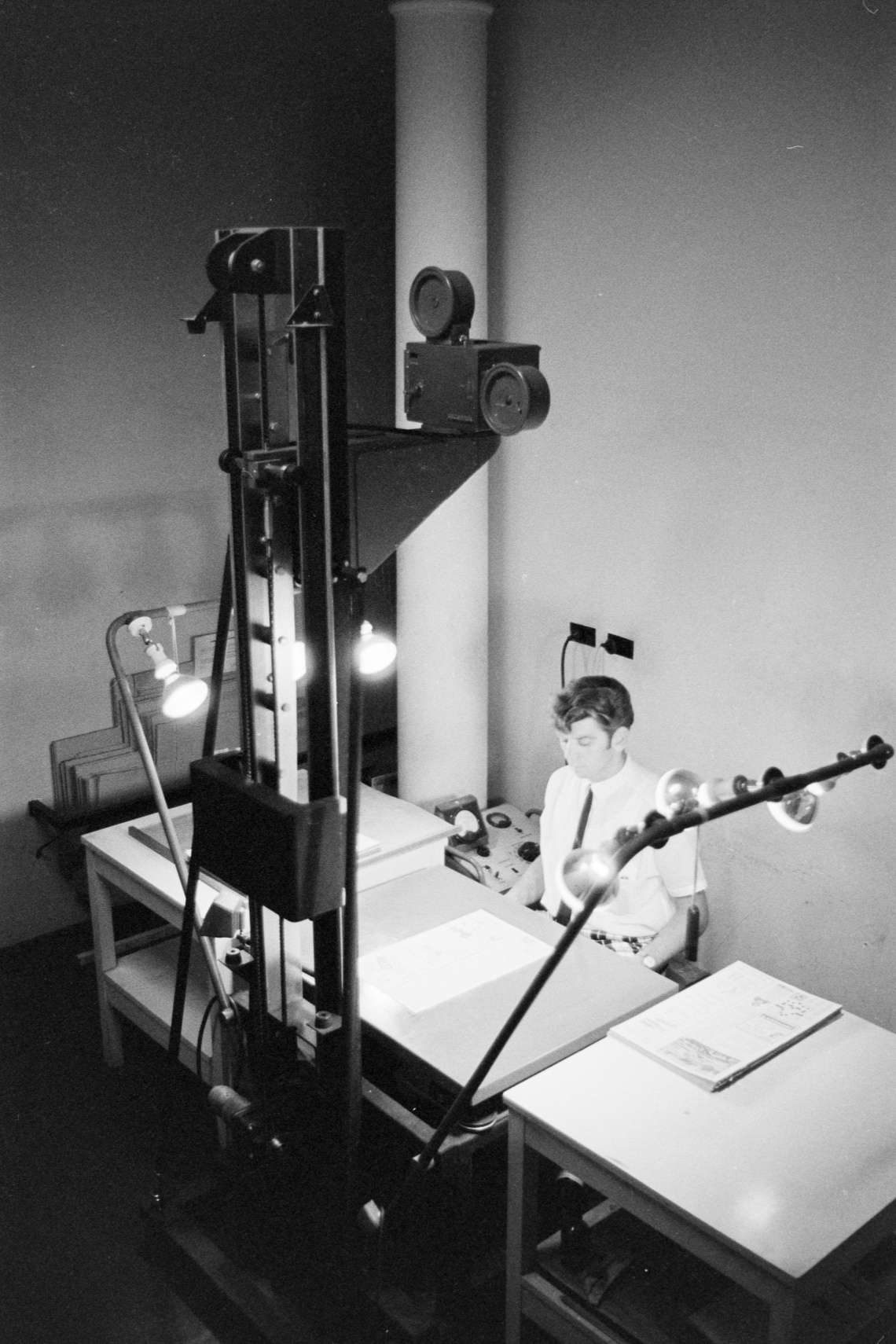 Microfilm camera in operation JS Battye Library of West Australian History and State Archives 1969
