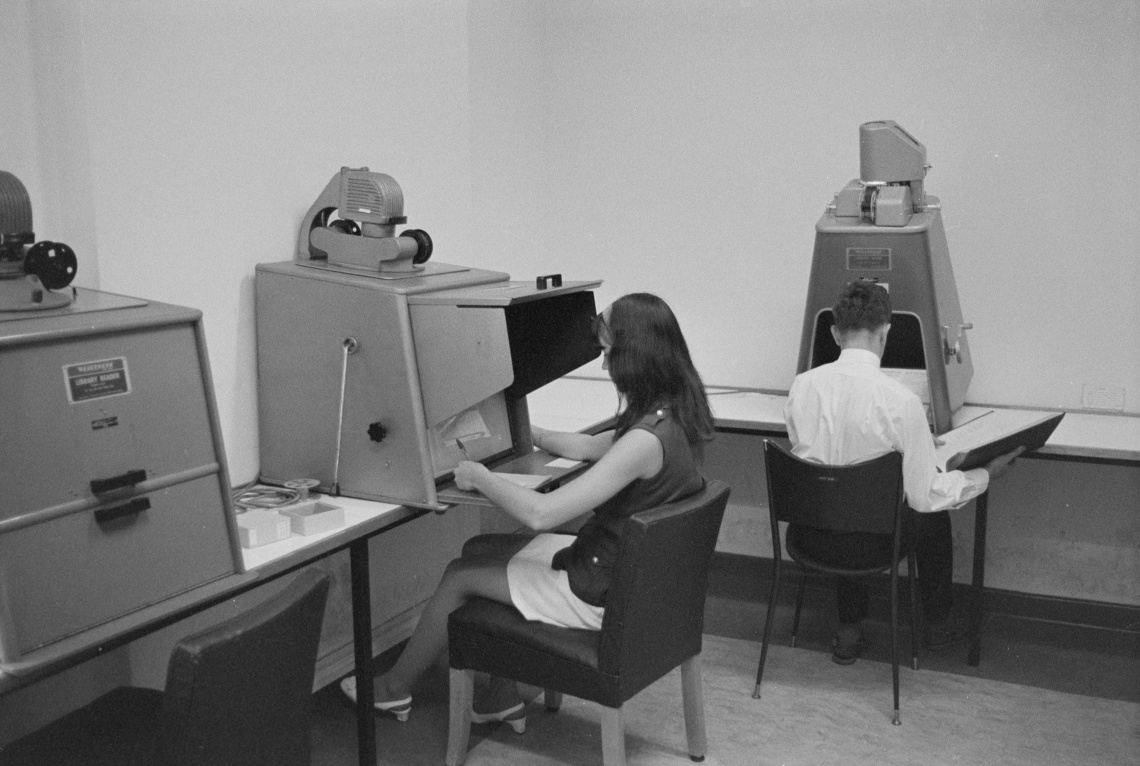 Microfilm readers JS Battye Library of West Australian History and State Archives 1969