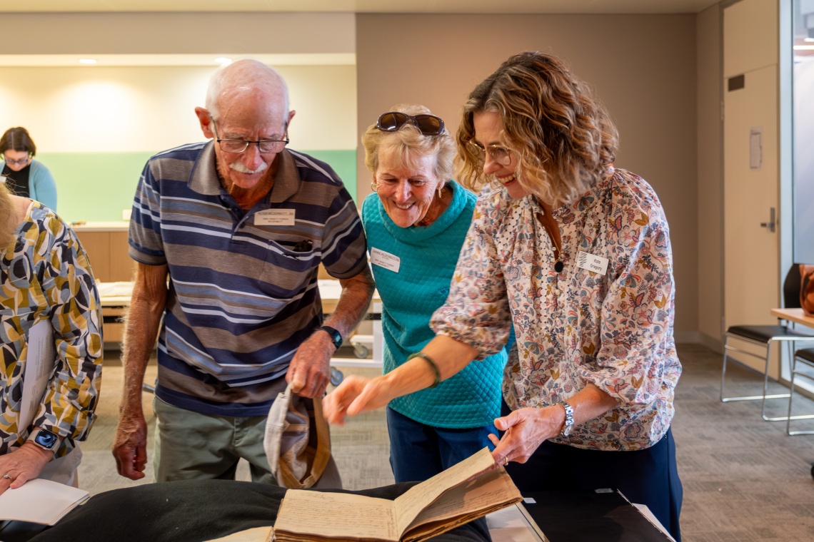 Head of Research and Interpretation Dr Kate Gregory with members of the Turner family