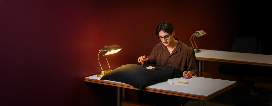 A researcher at work in the State Library Reading Room