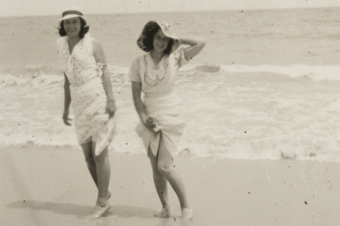 Lucy Serventy at the beach with a friend