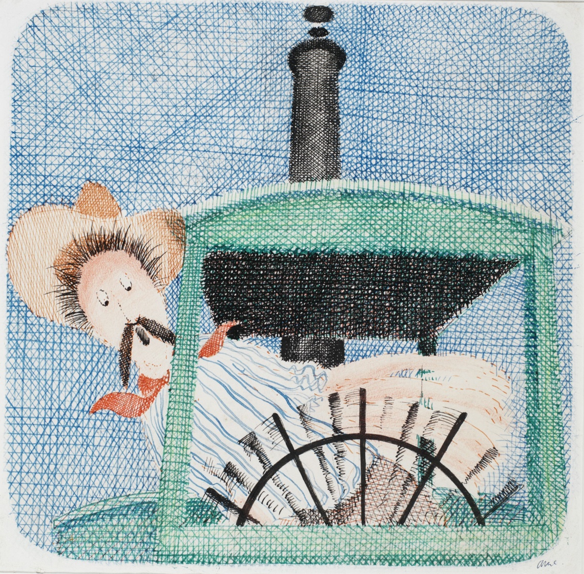 Artwork from the childrens book The Riverboat Crew by Andrew and Janet McLean Oxford University Press 1978 p23