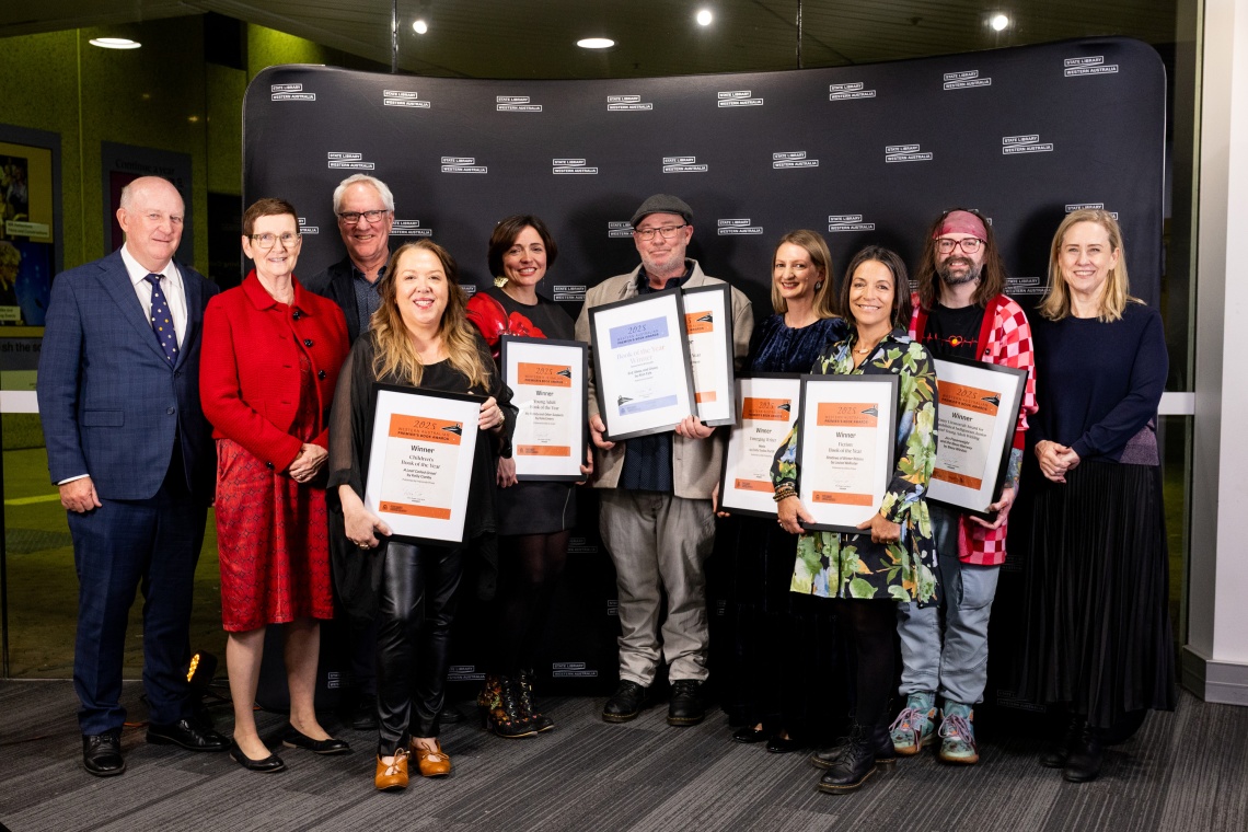 crowd of winners holding their certificates 