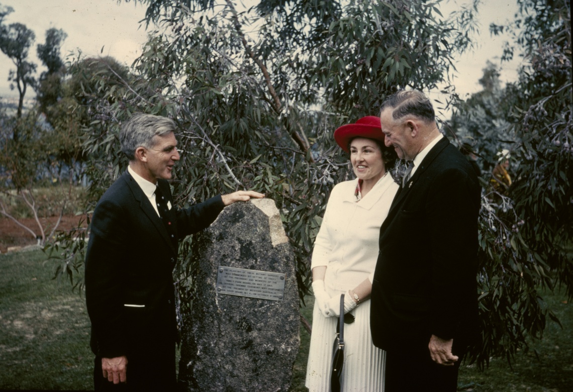 David Brand John Beard and Pamela Beard at the opening of Botanic Garden Kings Park Western Australia 4 October 1965