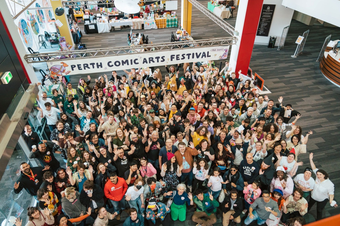 Market day at the 2025 Perth Comic Arts Festival PCAF
