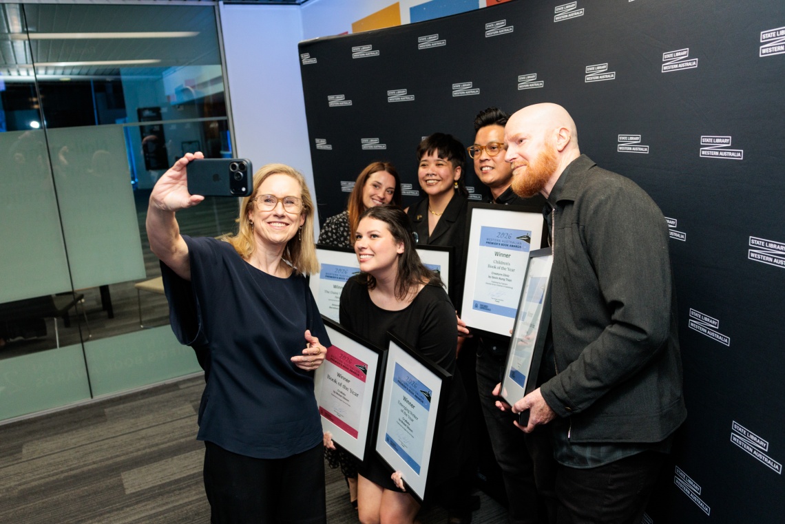 Winners taking a selfie with Hon Simone McGurk