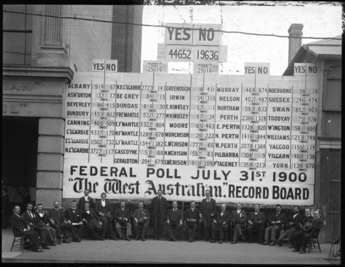 Image Results of the Federal poll July 31 1900 displayed n the Record Board of the West Australian