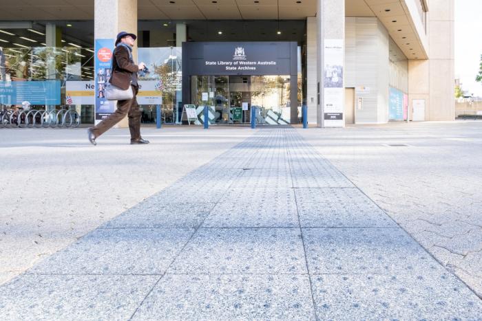 The tactile path to the library