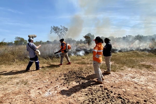 Recording the burn with Nyul Nyul rangers at Beagle Bay