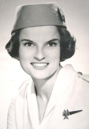 Betty Bartlett later Betty Foster in her MMA air hostess uniform December 1960