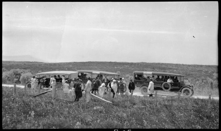 Red Reos on the way to Mandurah stopping off on the way around 1924