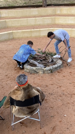 Fire preparations by Billy-Jack Spicer and Rowan Spicer at Walliabup Bibra Lake