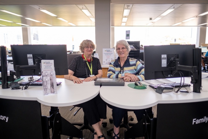 Volunteers at Family History WA Desk