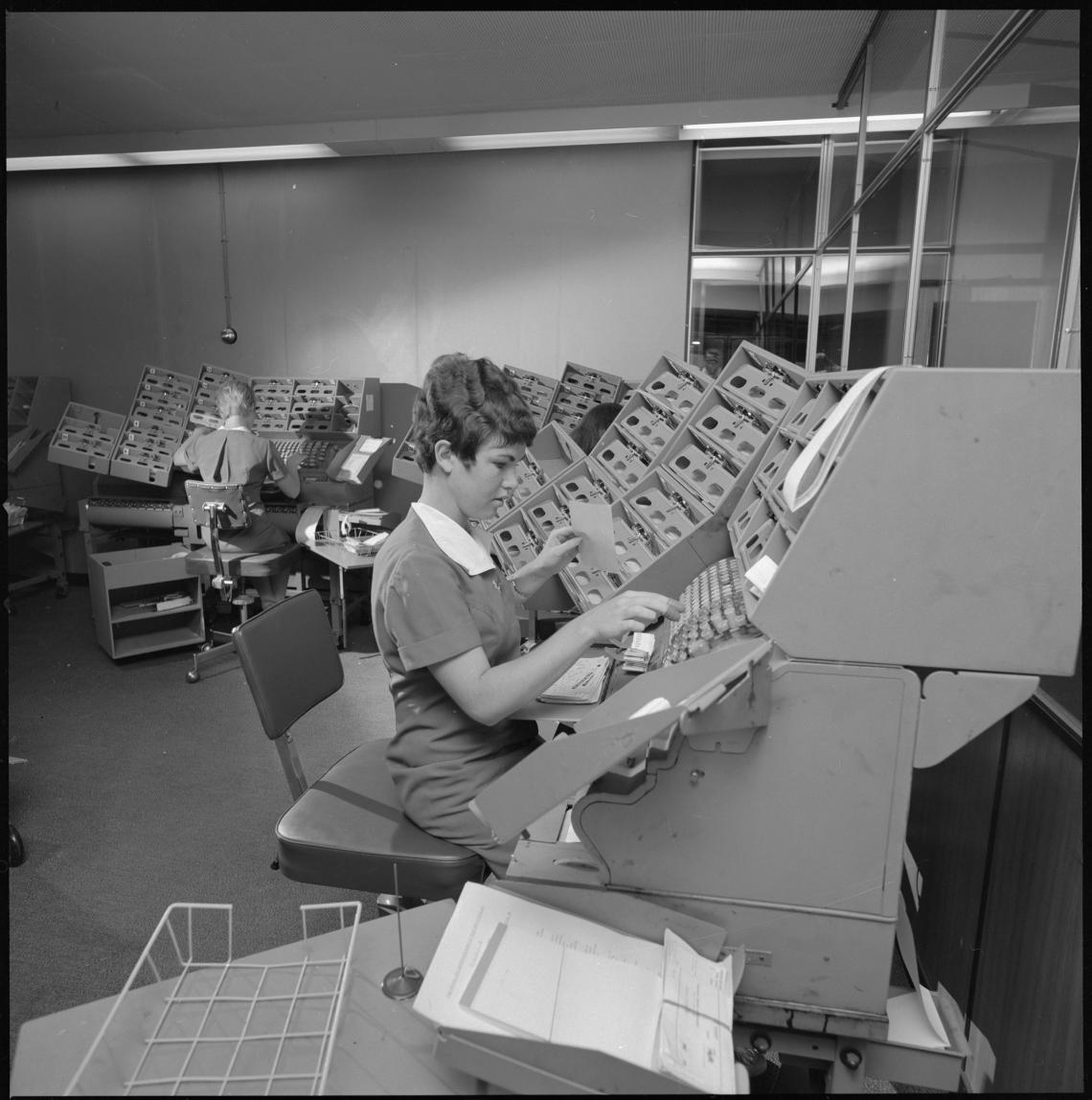 Staff operating punch card machines 1969
