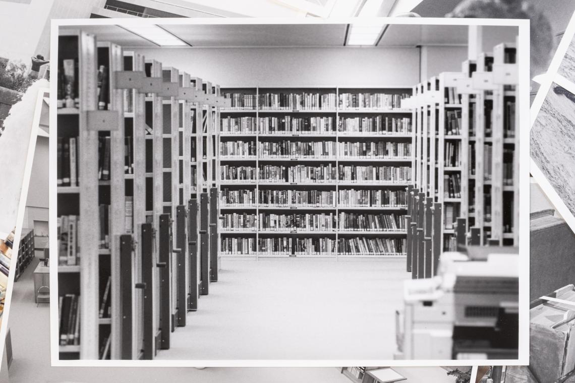 Alexander Library Building interior  SC branch shelving c1985