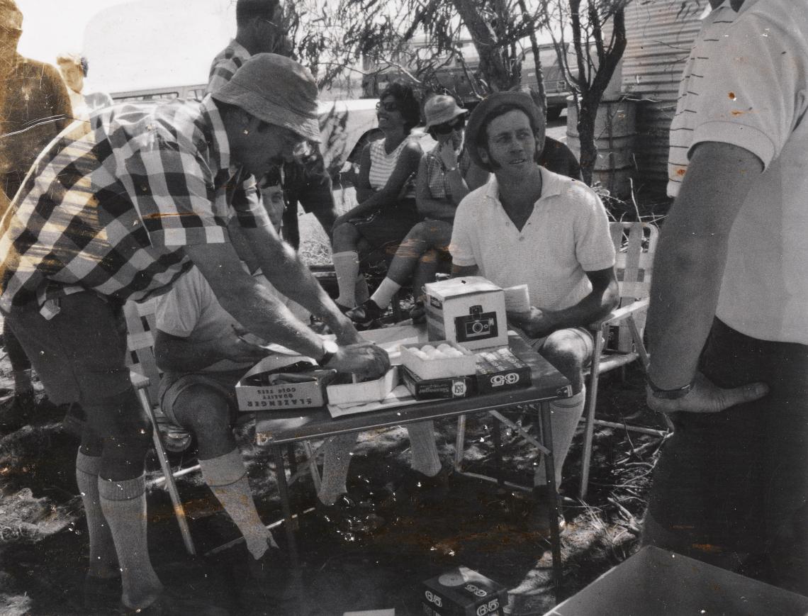 Dampier Golf Club officials preparing the competition draw Karratha 26 April 1970