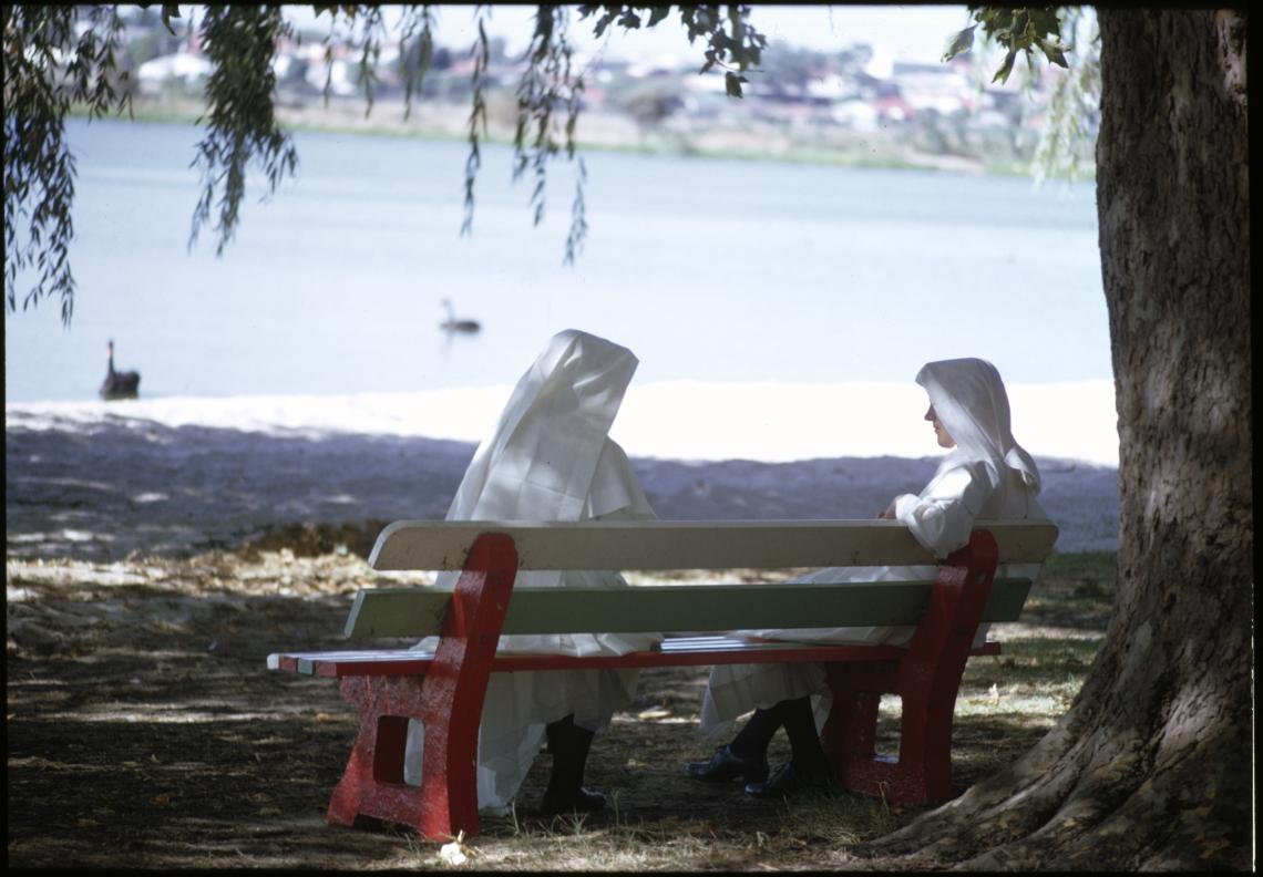 Nuns and swans at Lake Monger 3 March 1968