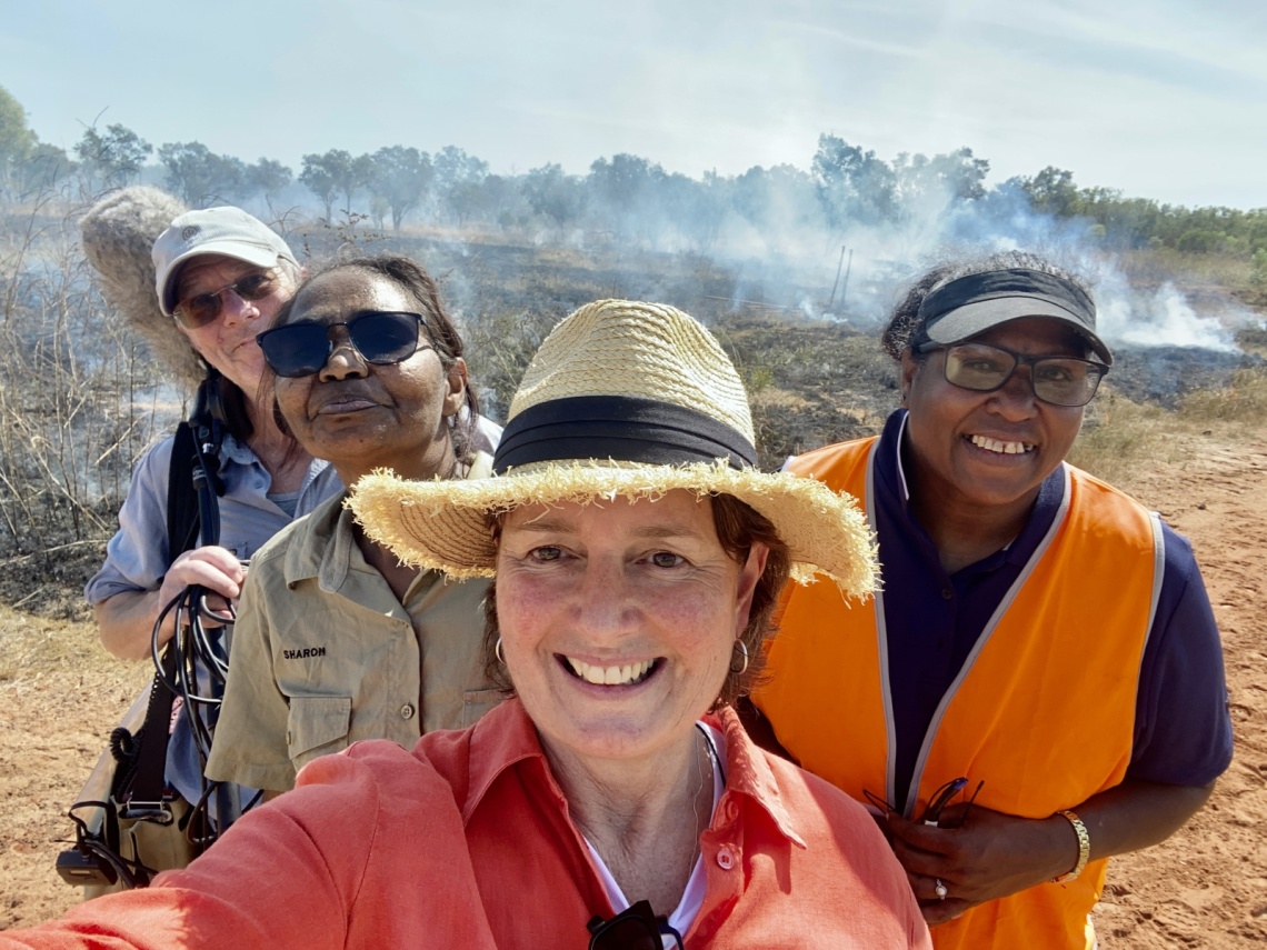  Sound recordist Doug Hampton Nyul Nyul ranger Sharon Cox Latitude Creative Services producer Gina Pickering Nyul Nyul ranger Lillian Lawford on country at Beagle Bay Aboriginal Community